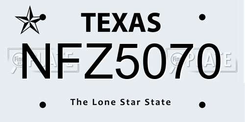 NFZ5070 Texas License Plate