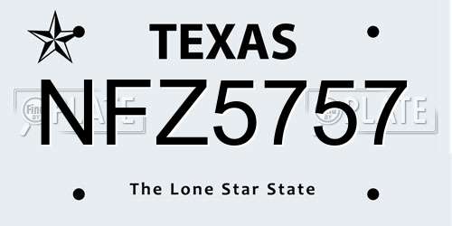 NFZ5757 Texas License Plate