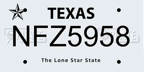 NFZ5958 Texas License Plate