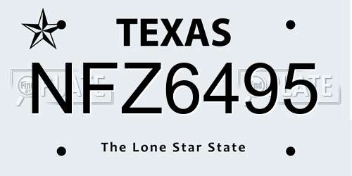 NFZ6495 Texas License Plate