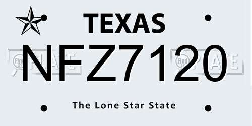 NFZ7120 Texas License Plate
