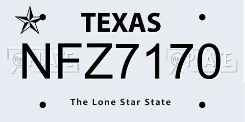 NFZ7170 Texas License Plate