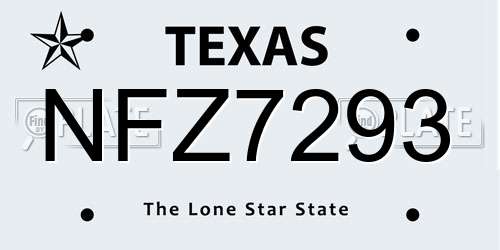 NFZ7293 Texas License Plate
