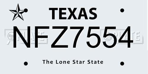 NFZ7554 Texas License Plate