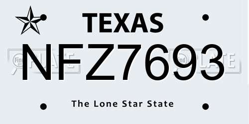 NFZ7693 Texas License Plate