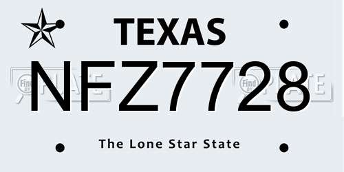NFZ7728 Texas License Plate