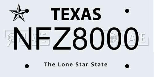 NFZ8000 Texas License Plate