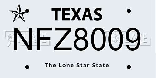 NFZ8009 Texas License Plate