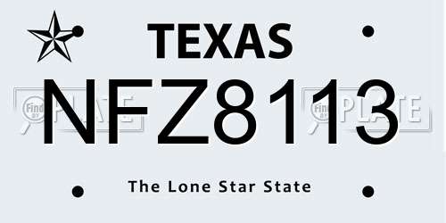 NFZ8113 Texas License Plate