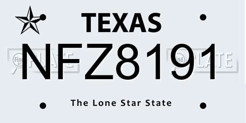 NFZ8191 Texas License Plate