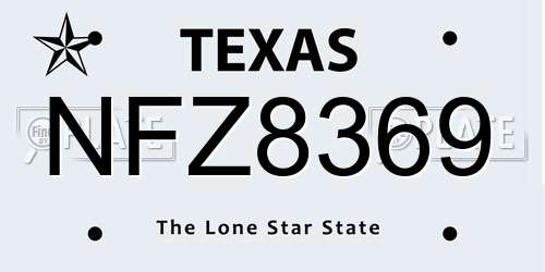 NFZ8369 Texas License Plate