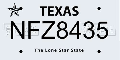 NFZ8435 Texas License Plate