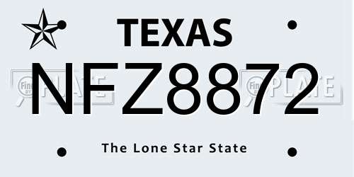 NFZ8872 Texas License Plate