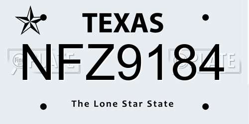 NFZ9184 Texas License Plate