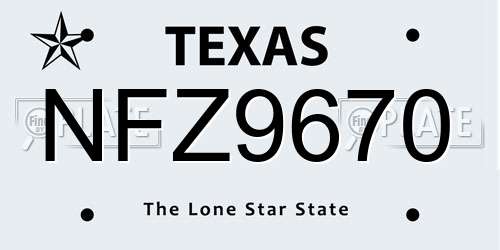 NFZ9670 Texas License Plate