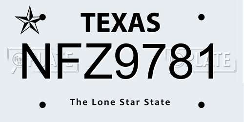 NFZ9781 Texas License Plate