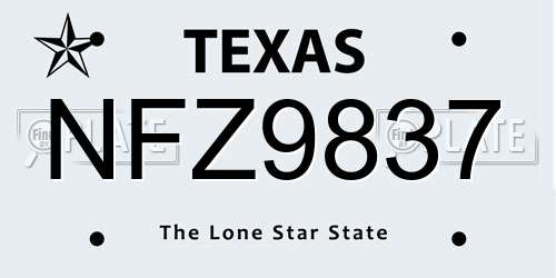 NFZ9837 Texas License Plate