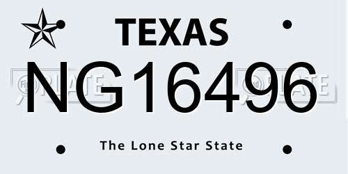 NG16496 Texas License Plate