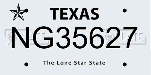 NG35627 Texas License Plate