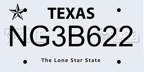 NG3B622 Texas License Plate