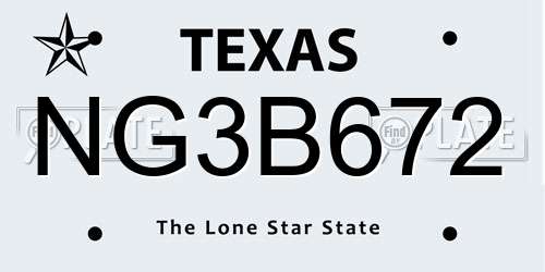 NG3B672 Texas License Plate
