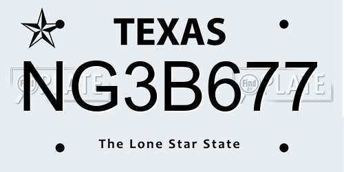NG3B677 Texas License Plate