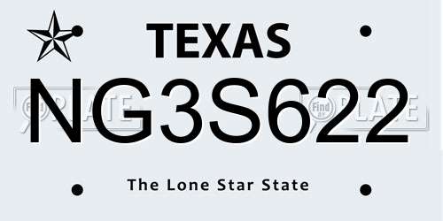 NG3S622 Texas License Plate