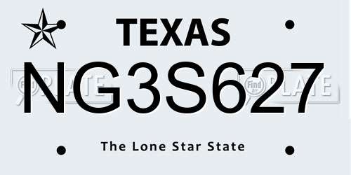NG3S627 Texas License Plate