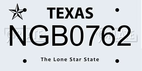NGB0762 Texas License Plate