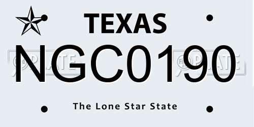 NGC0190 Texas License Plate