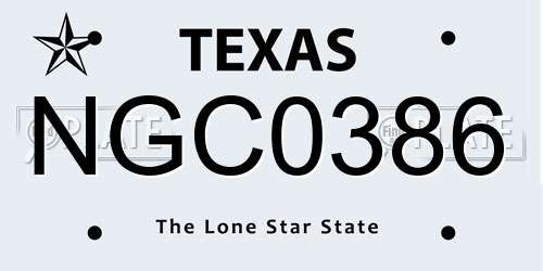 NGC0386 Texas License Plate