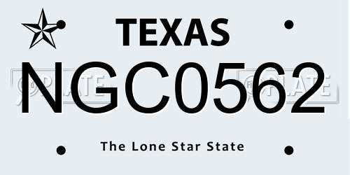 NGC0562 Texas License Plate