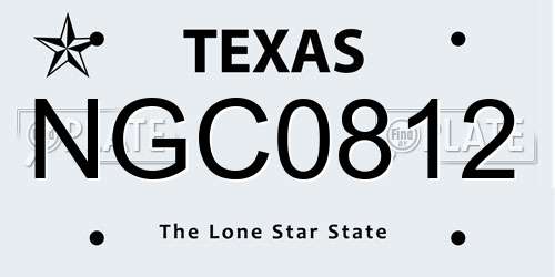 NGC0812 Texas License Plate