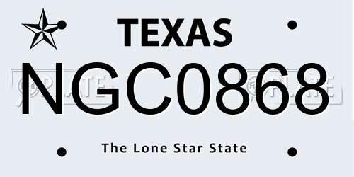 NGC0868 Texas License Plate