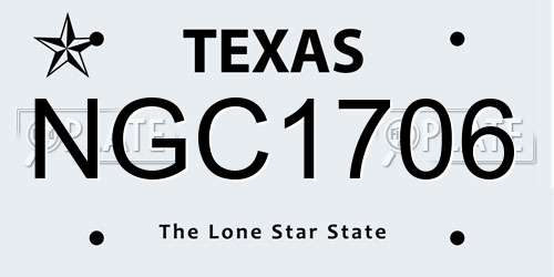 NGC1706 Texas License Plate