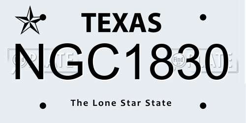 NGC1830 Texas License Plate