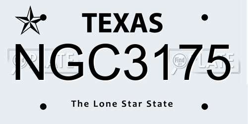 NGC3175 Texas License Plate