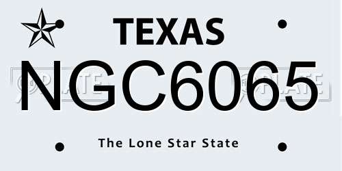 NGC6065 Texas License Plate