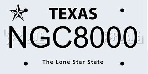 NGC8000 Texas License Plate