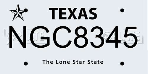 NGC8345 Texas License Plate