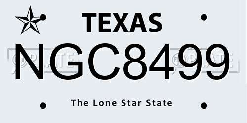 NGC8499 Texas License Plate