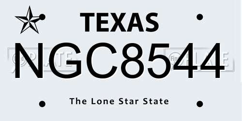 NGC8544 Texas License Plate