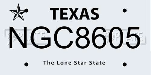 NGC8605 Texas License Plate