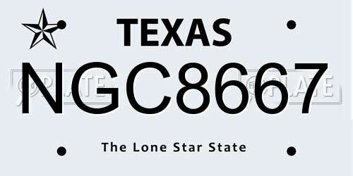NGC8667 Texas License Plate