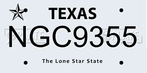 NGC9355 Texas License Plate