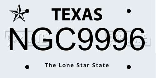 NGC9996 Texas License Plate