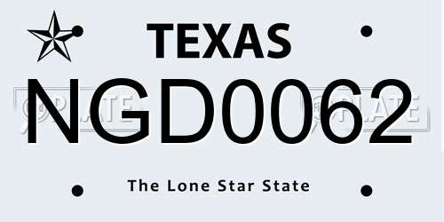 NGD0062 Texas License Plate