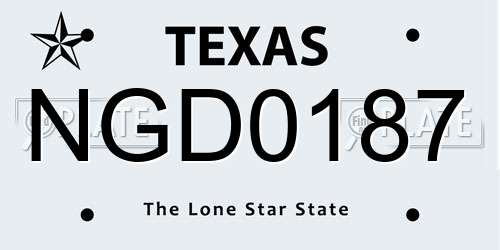 NGD0187 Texas License Plate