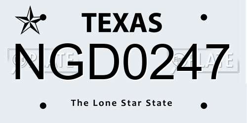 NGD0247 Texas License Plate