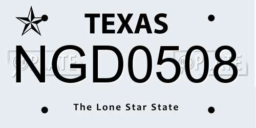 NGD0508 Texas License Plate